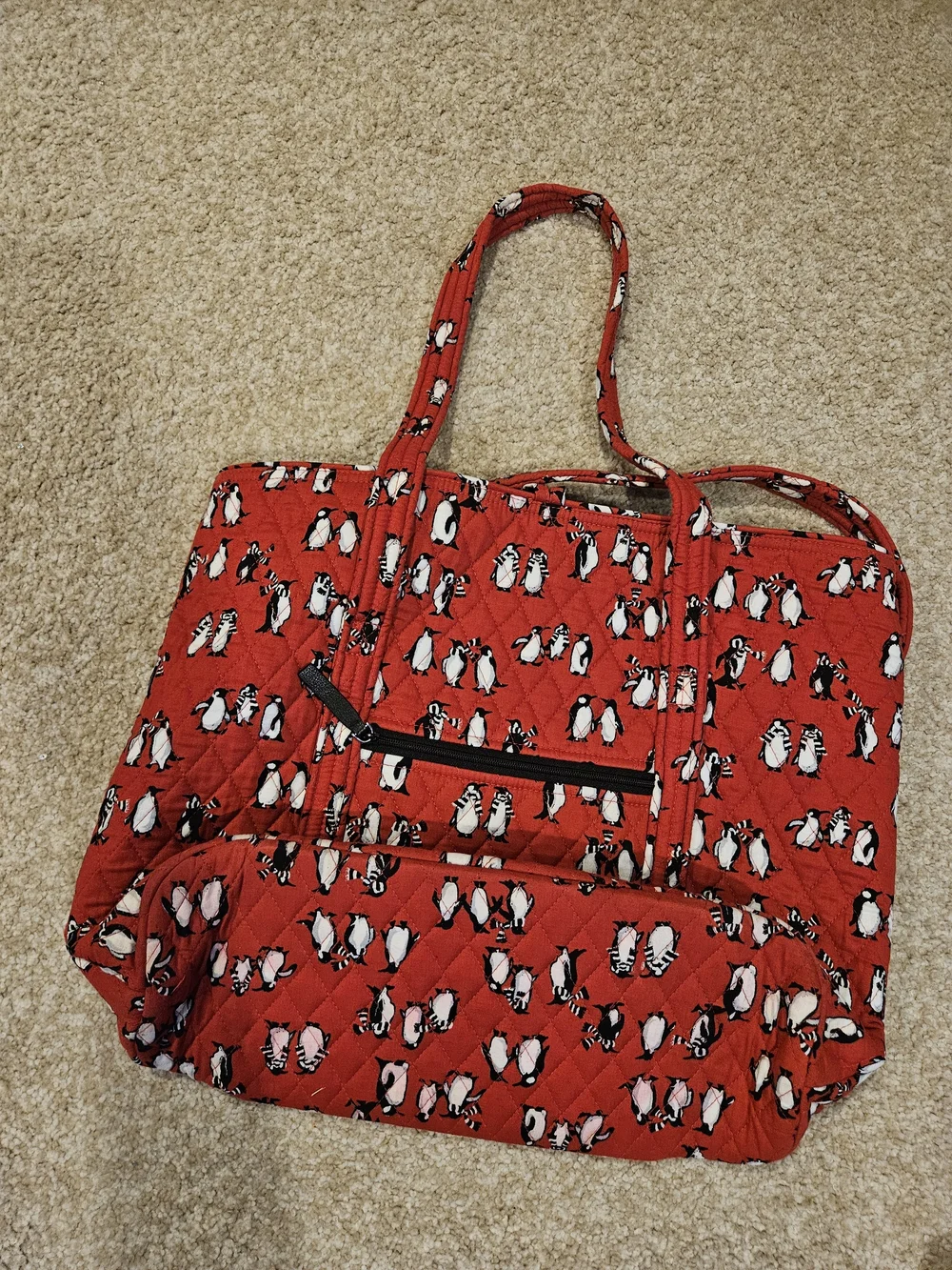 Vera Bradley Red Quilted Penguin Tote
